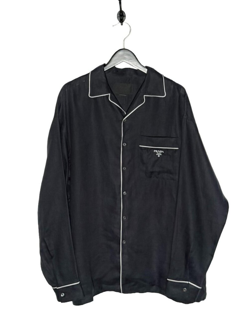Prada 2022 Navy Blue Linen Pajama Shirt